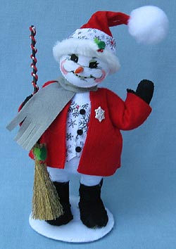 Annalee 9" Silver Snowflake Snowman with Broom 2017 - Mint - 550217