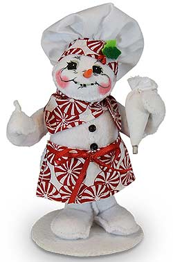 Annalee 5" Peppermint Chef Snowman Holding Pastry Bag 2019 - Mint - 560419