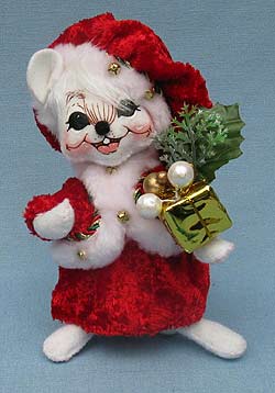 Annalee 6" Crushed Velour Mrs Santa Mouse - Mint - 600610