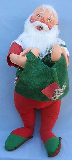 Annalee 30" Santa with Vest & Cardholder Sack 1994 - Very Good - 601094a