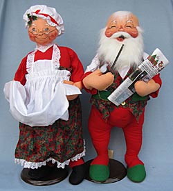 Annalee 30" Sunday Morning Santa with Pipe - Newspaper & Mrs Santa - Signed - Mint - 6011-6015-96