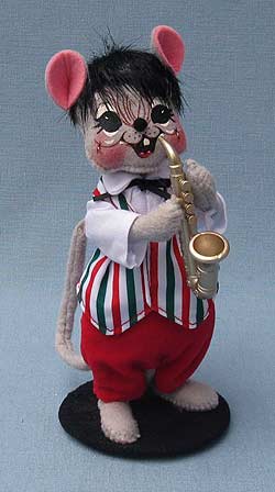 Annalee 6" Jazzy Christmas Mouse with Sax - Mint - 601509