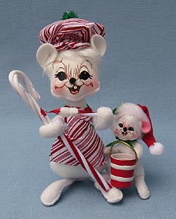 Annalee 6" and 3" Candy Cane Pals Mice - Mint - 601809