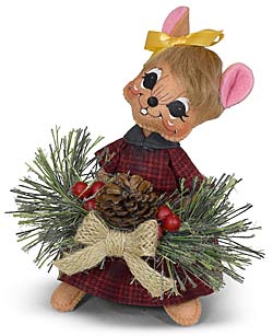 Annalee 6" Plaid & Pine Girl Mouse 2023 - Mint - 611623