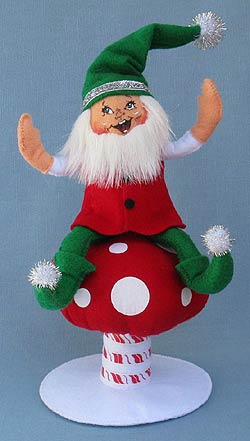 Annalee 6" Silver Sparkle Woodsy Gnome on Mushroom 2013 - Mint - 650113