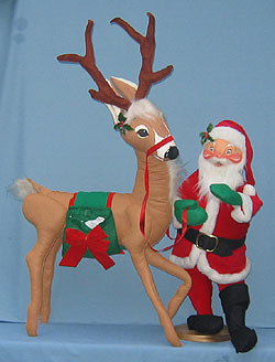 Annalee 36" Reindeer with 30" Velour Santa - Near Mint - 674084