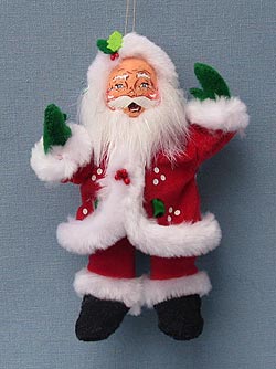 Annalee 5" Holly Berry Santa Ornament - Mint - 700109