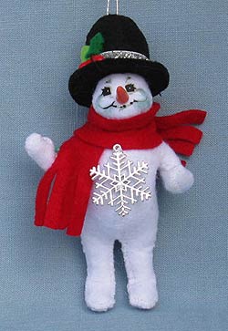 Annalee 5" Silver Sparkle Snowflake Snowman Ornament 2013 - Mint / Near Mint - 701513