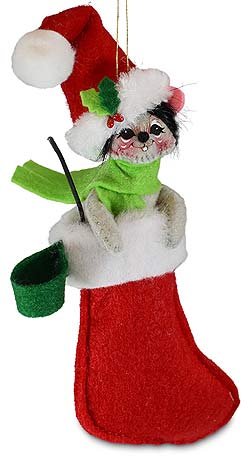 Annalee 3" Mouse in Stocking Ornament 2020 - Mint - 710220