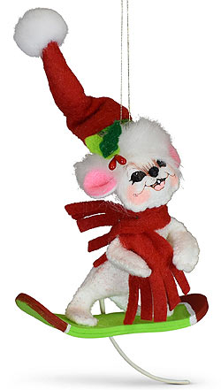 Annalee 3" Snowboarding Mouse Ornament 2020 - Mint - 710620