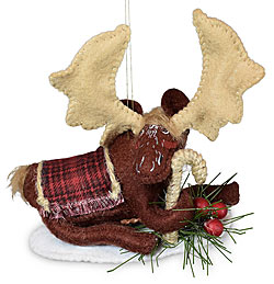 Annalee 4" Plaid & Pine Moose Ornament 2023 - Mint - 711323