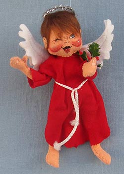 Annalee 7" Flying Angel Mobile in Red Gown - Winking - Mint - 711394w