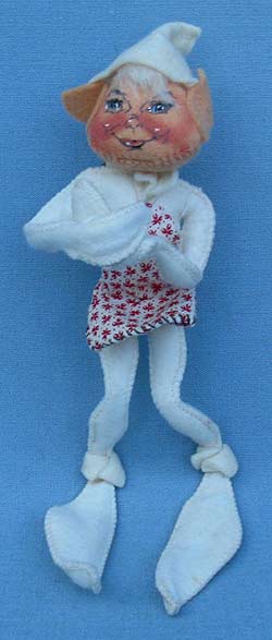 Annalee 7" White Workshop Elf with Apron - Near Mint / Excellent - 735063wox