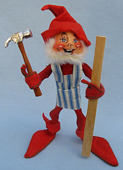 Annalee 10" Red Workshop Elf with Hammer - Mint - 735081rham