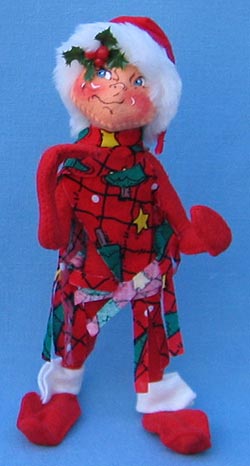 Annalee 10" Red Christmas Elf with Santa Hat and Scarf - Smirking - Mint - 7357199trsm