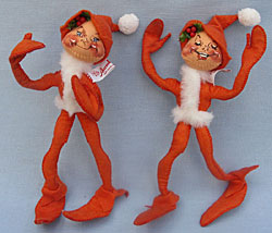 Annalee 10" Red Christmas Elves - Near Mint / Excellent - 735786set