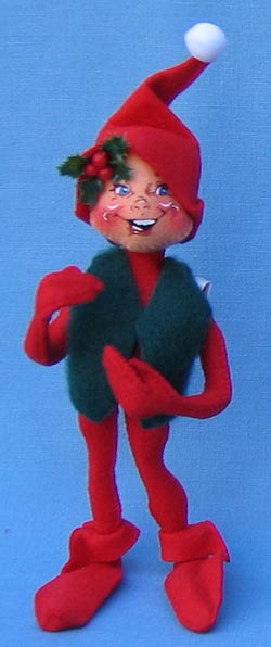 Annalee 10" Red Christmas Elf with Green Vest - Mint - 735799