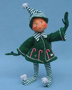 Annalee 9" Green Candycane Elf - Mint - 736306