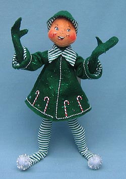 Annalee 14" Green Candycane Elf - Mint - 739206