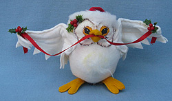 Annalee 10" Snowy Owl with Santa Hat - Excellent - 741291a