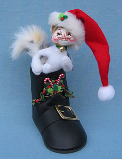 Annalee 4" Santa's Boot Kitty Cat - Mint - 751208