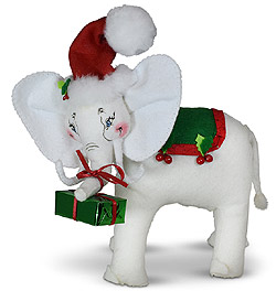 Annalee 9" Christmas Whimsy Elephant Holding Gift 2020 - Mint - 760420