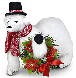 Annalee 8" Poinsettia Polar Bear 2023 - Mint - 760823