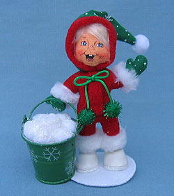 Annalee 6" Snowball Kid in Red with Bucket - Mint - 763607