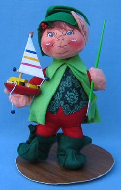 Annalee 12" Santa's Helper Elf Painting Boat - Mint  -764691grin