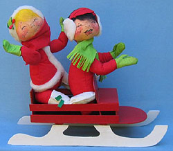 Annalee 18" Sledding Girl & Boy - Excellent - 767083a