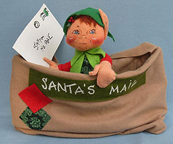 Annalee 12" Santa's Postman Elf with Cardholder Mailbag - Near Mint - 767491ox