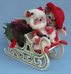 Annalee 7" Sleigh Ride Mice - Excellent - 771997a