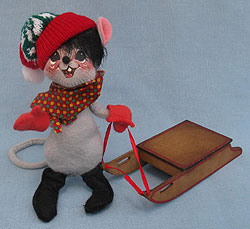 Annalee 7" Sledding Mouse with Hat and Scarf - Mint - 772097a