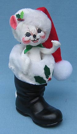 Annalee 6" Mouse in Santa's Boot - Mint - 772906