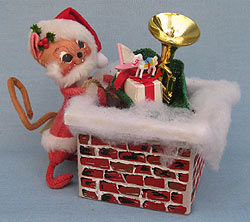 Annalee 7" Santa Mouse Down through the Chimney - 1996 - Open Eyes - Mint  - 772996oxt