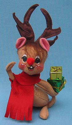 Annalee 7" Christmas Masquerade Mouse with Antlers - Mint - 774801