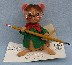 Annalee 7" Letter to Santa Mouse with Glasses - Near Mint - 775196oxa