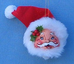 Annalee 3" Santa Head Ornament with Short Beard - Mint - 780584