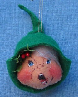 Annalee 3" Green  Elf Head Ornament - Mint - 781082gryell