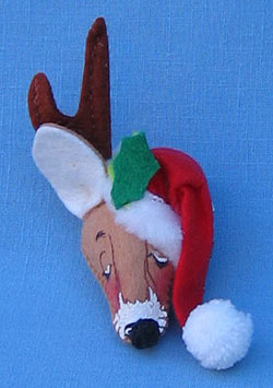 Annalee 3" Deer Head Ornament with Felt Antlers -  Mint/Near Mint - 781585x