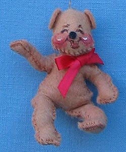 Annalee 3" Bear Ornament with Red Bow - Mint / Near Mint - 781887xo