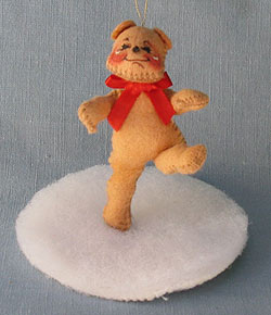 Annalee 3" Bear Ornament with Red Bow & Stand - Mint - 781891ox