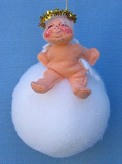 Annalee 3" Angel on Hard Cloud Ornament - Closed Mouth - Mint - 782082xx