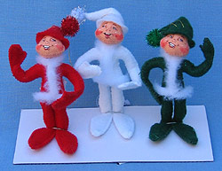 Annalee 4" Set of Three Elf Ornaments - Mint - 782204