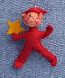 Annalee 3" Red Starbright Elf Ornament Holding Star - Mint - 782295