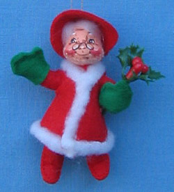 Annalee 3" Mrs Santa Holding Holly Ornament - Mint - 783996ox