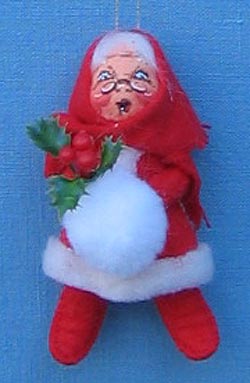 Annalee 3" Mrs Santa Holding Muff and Holly Ornament - Mint - 783997ooh