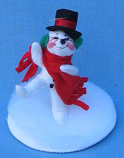 Annalee 3" Snowman Ornament with Black Hat & Stand - Mint / Near Mint - 784590