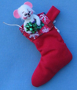 Annalee 3" Mouse in Stocking Ornament - Mint - 788202