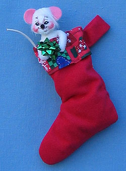 Annalee 3" Mouse in Stocking Ornament - Mint - 788202ox